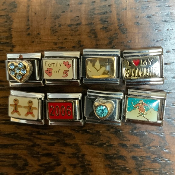 Vintage Y2K Italian Charm Bracelet Link Charms Stainless Steel stretch Silver - Picture 2 of 8